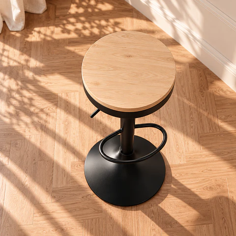 Taburete Aron Regulable Negro - Madera Y Metal