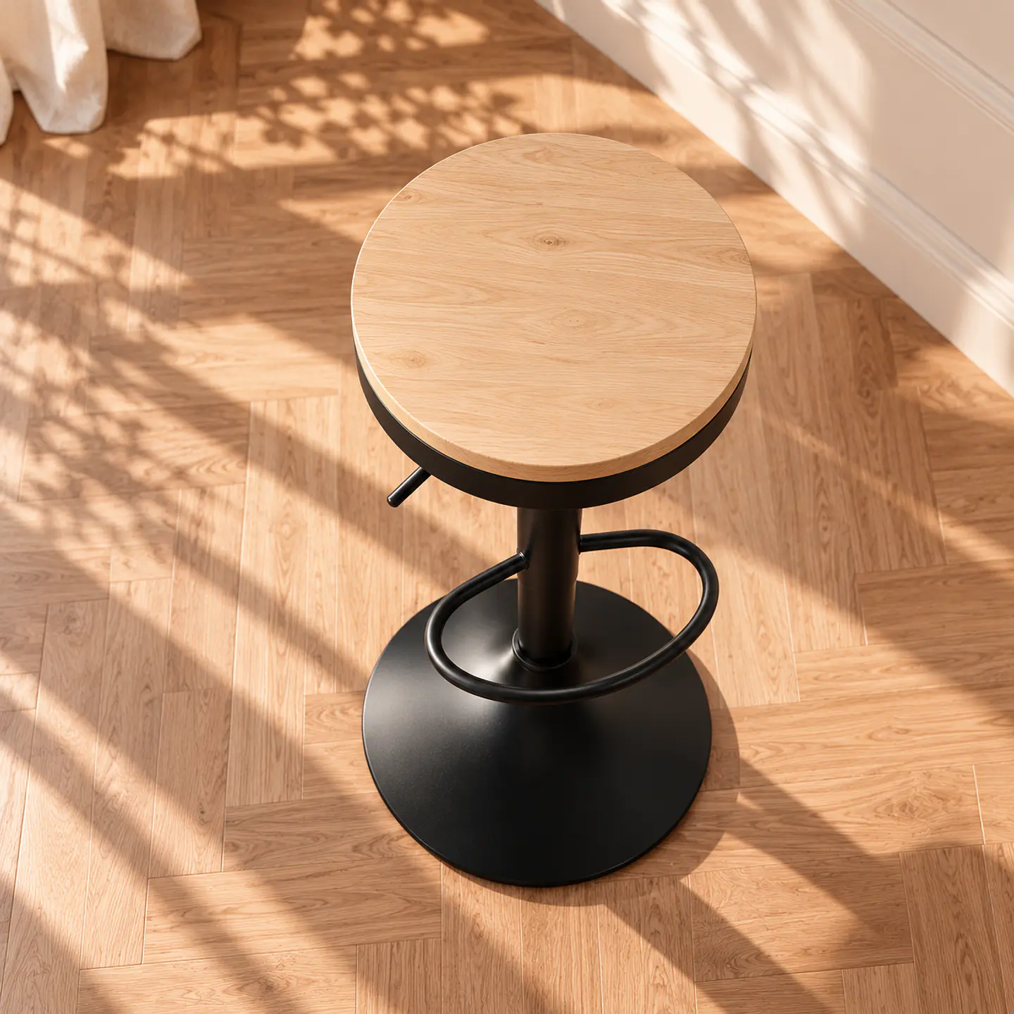 Taburete Aron Regulable Negro - Madera Y Metal 2