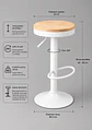 Taburete Aron Regulable Blanco - Madera Y Metal - Miniatura 4