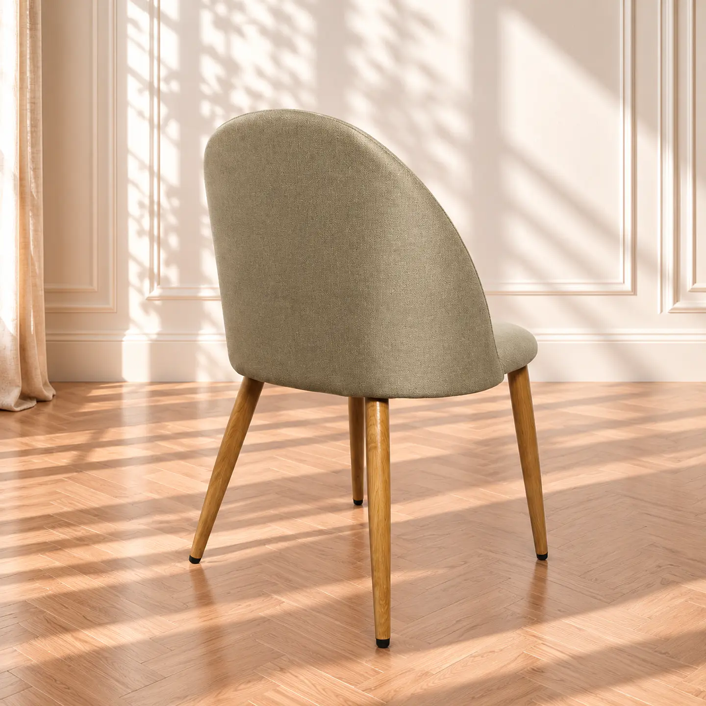 Silla Gabrielle Lino Beige - Pata De Madera  2
