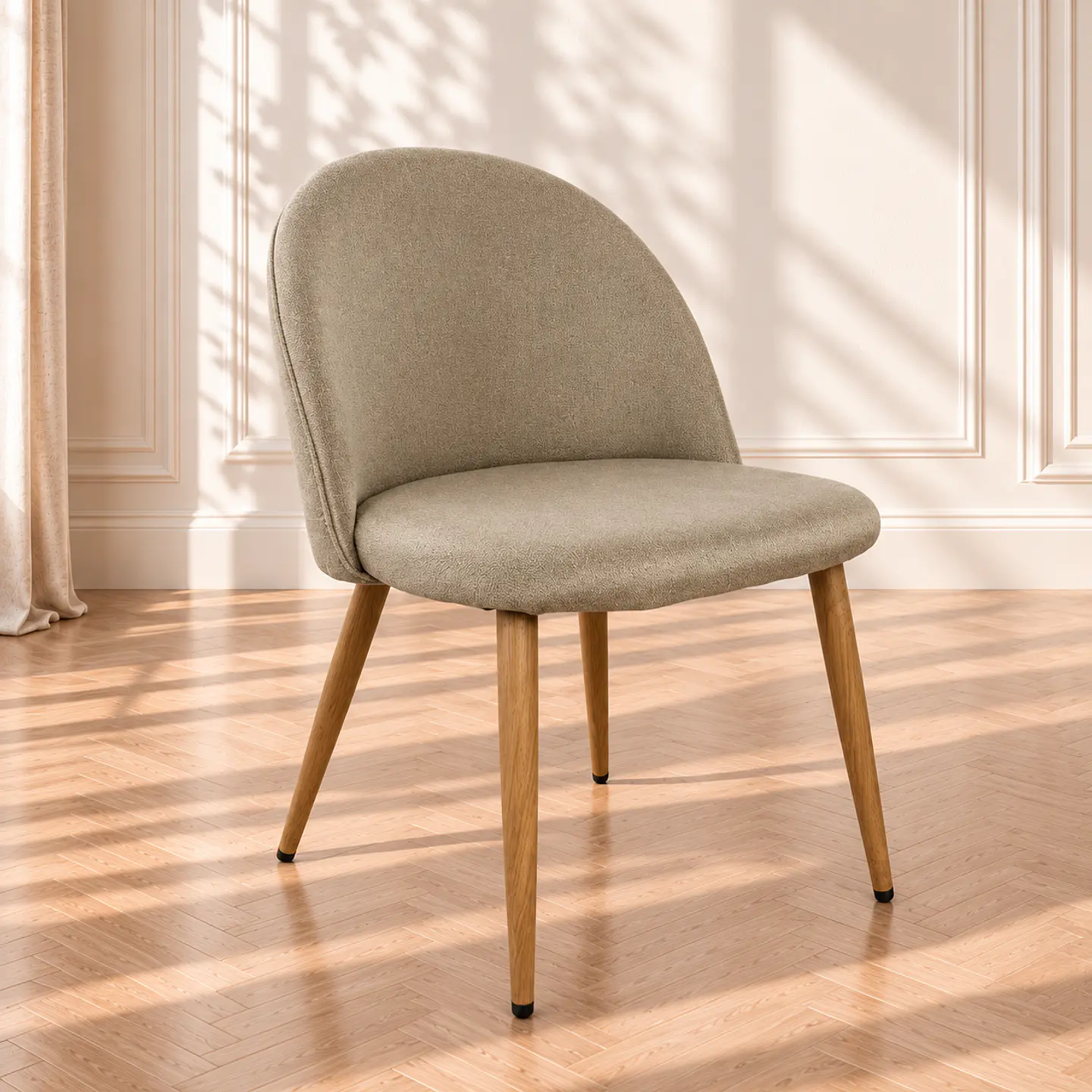 Silla Gabrielle Lino Beige - Pata De Madera  1