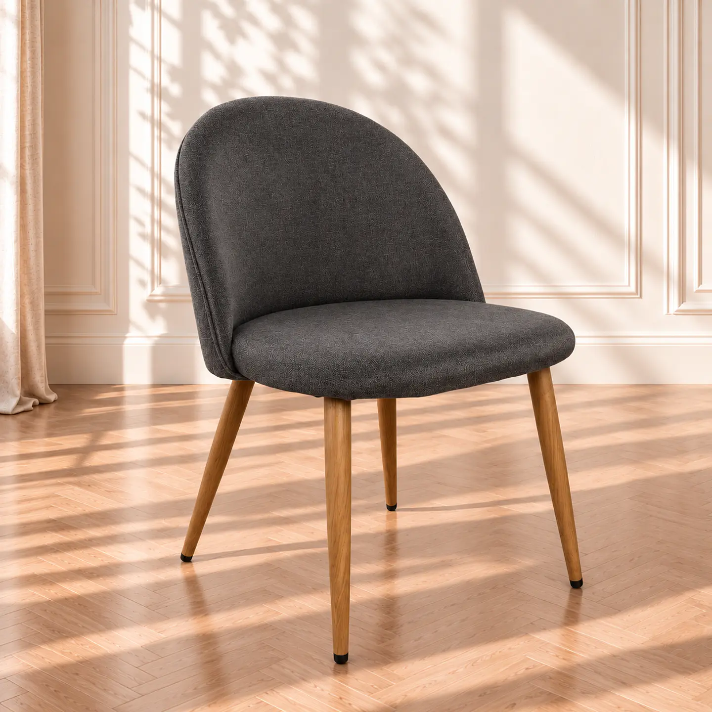 Silla Gabrielle Lino GRIS - Pata De Madera  1