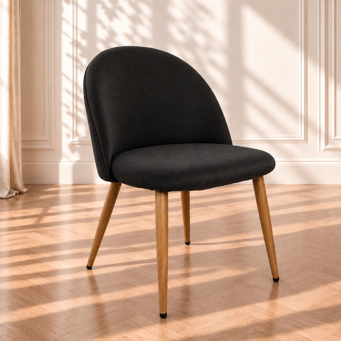 Silla Gabrielle Lino NEGRO - Pata De Madera  1