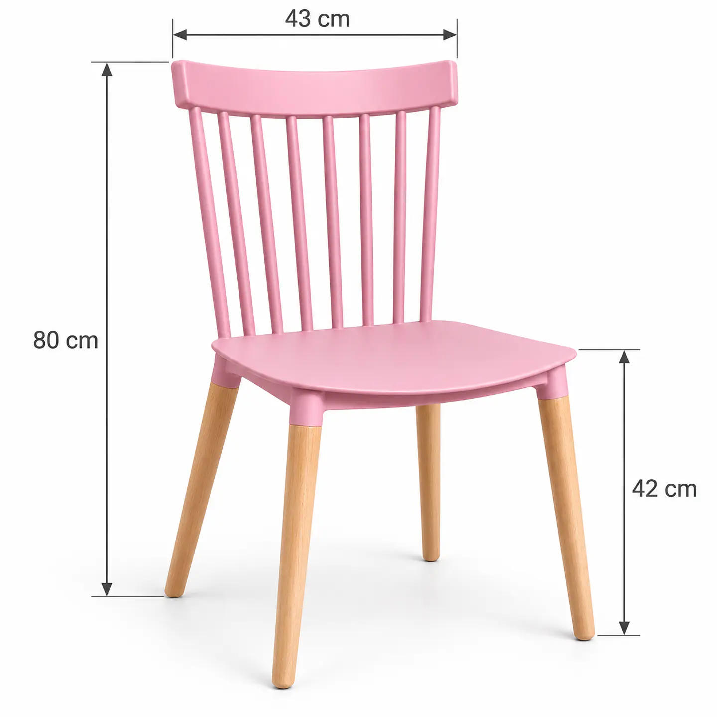 Silla Windsor Polipropileno Rosa Madera Natural - Comedor Cocina Cafetería 4