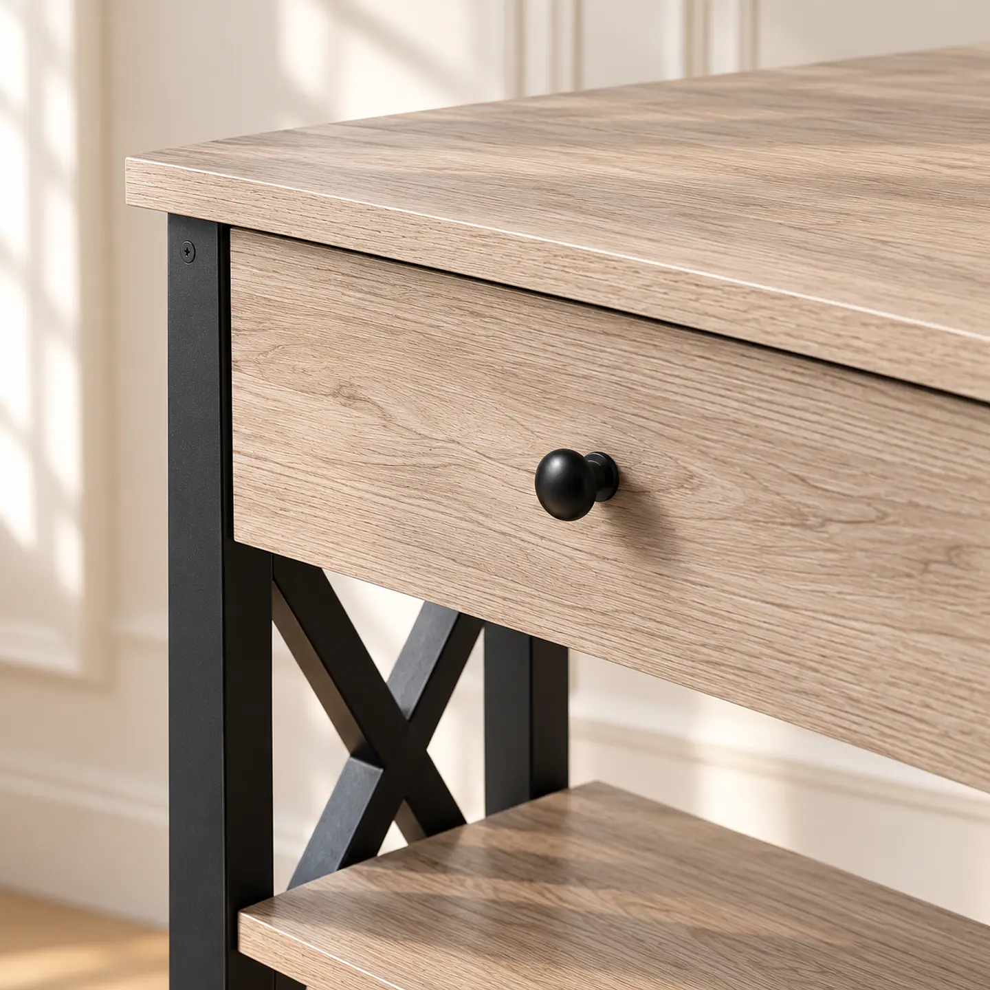 Arrimo MDF Melamina Metal con 2 Cajones - Living Recibidor Pasillo 4