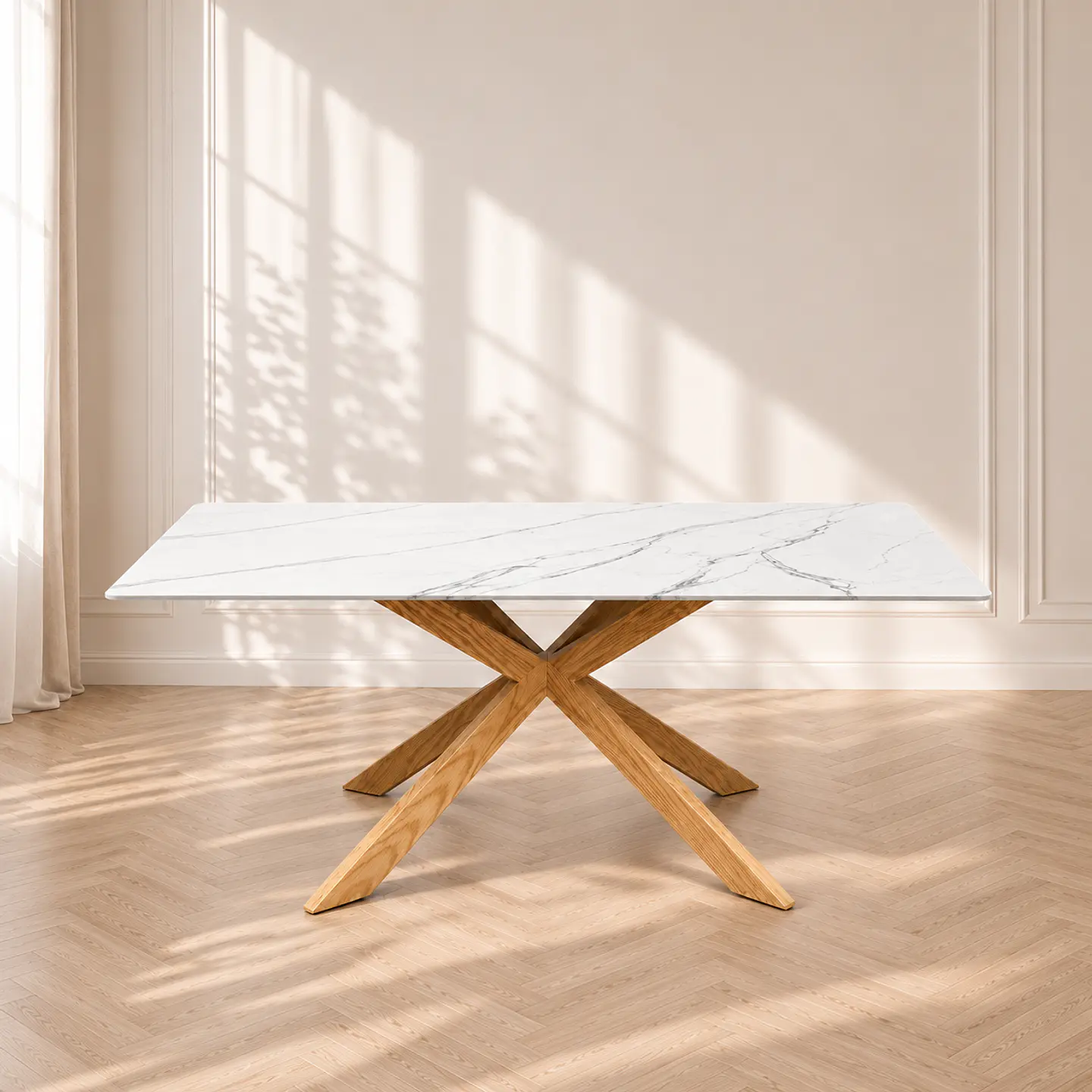 Mesa Rectangular Mármol Spain 140 cm - Comedor Living Restaurante +4 Sillas Corazón Moderna - Comedor 1