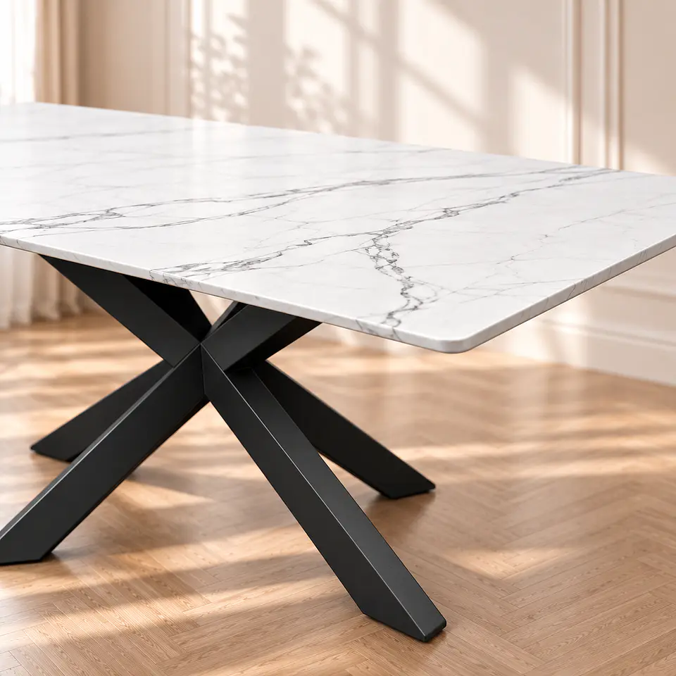 Mesa Rectangular Mármol Spain 140cm Black - Comedor Living Restaurante 3