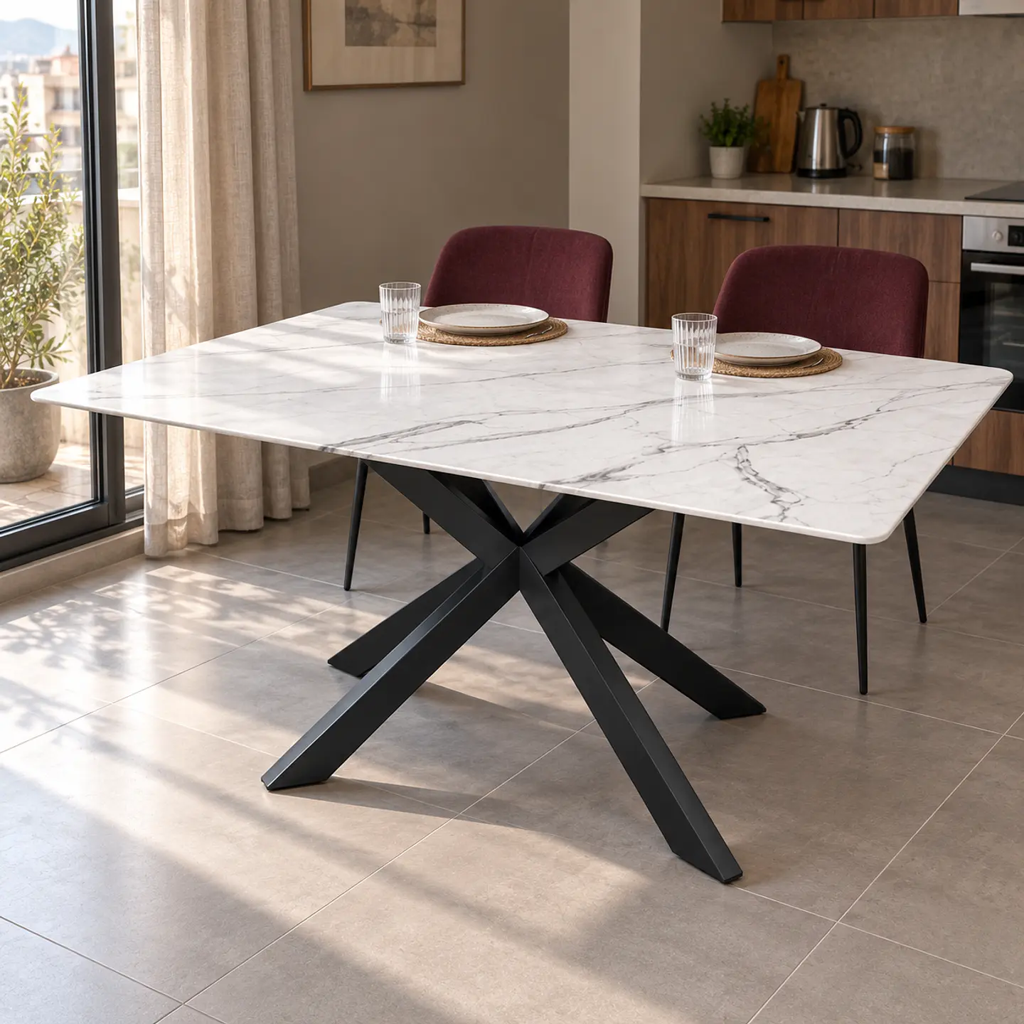 Mesa Rectangular Mármol Spain 140cm Black - Comedor Living Restaurante 5