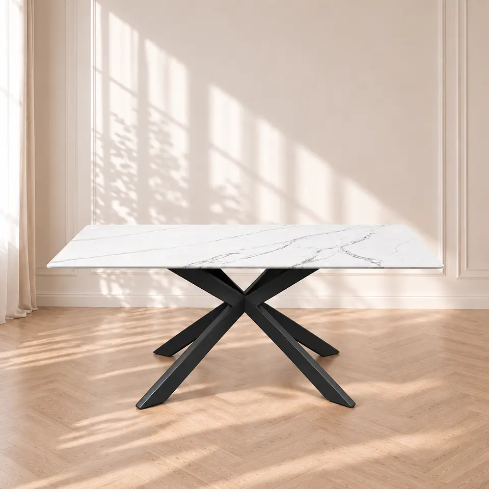 Mesa Rectangular Mármol Spain 140cm Black - Comedor Living Restaurante 1