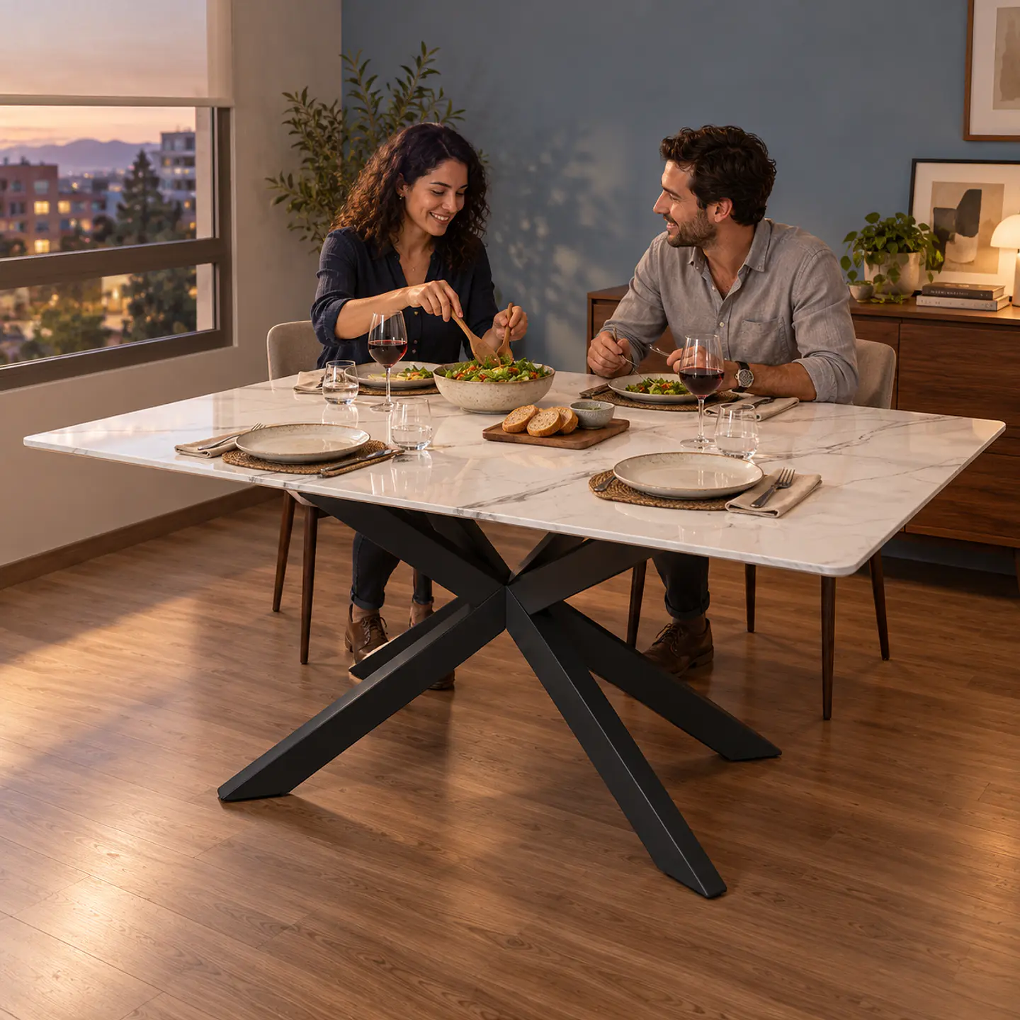 Mesa Rectangular Mármol Spain 140cm Black - Comedor Living Restaurante 2