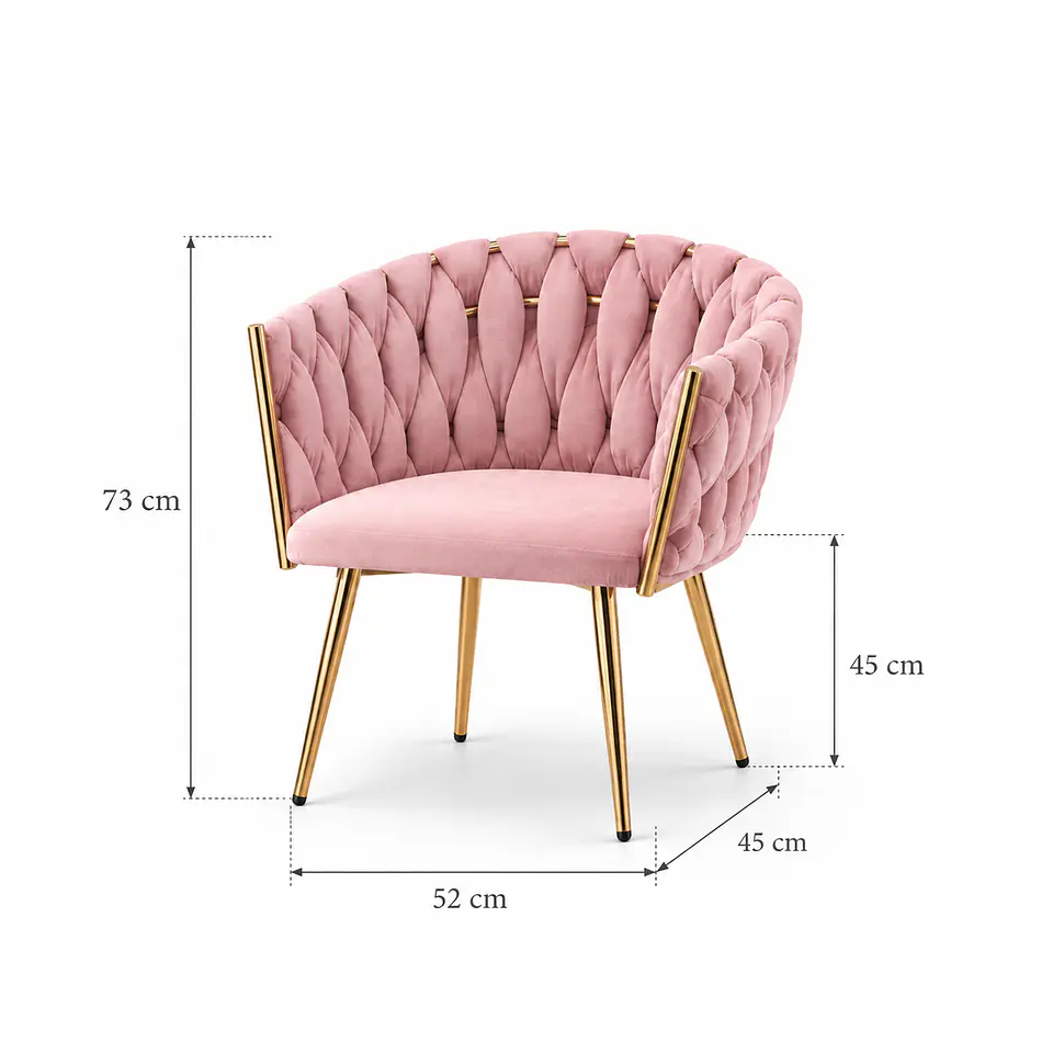 Sitial Queen Velvet Trenzado Rosa Gold - Living Dormitorio Recepción 3