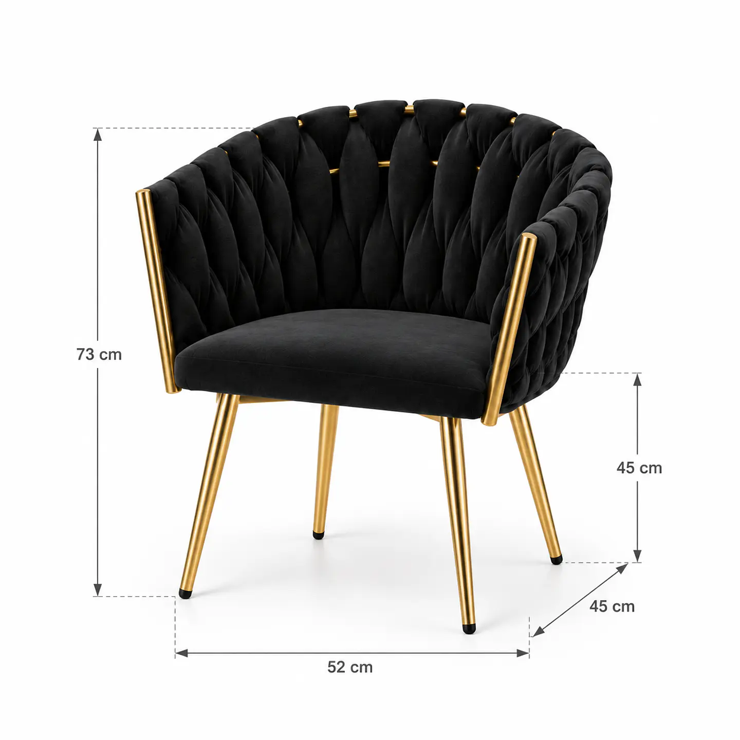 Sitial Queen Velvet Trenzado Negro Gold - Living Dormitorio Recepción 2