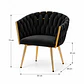 Sitial Queen Velvet Trenzado Negro Gold - Living Dormitorio Recepción - Miniatura 2