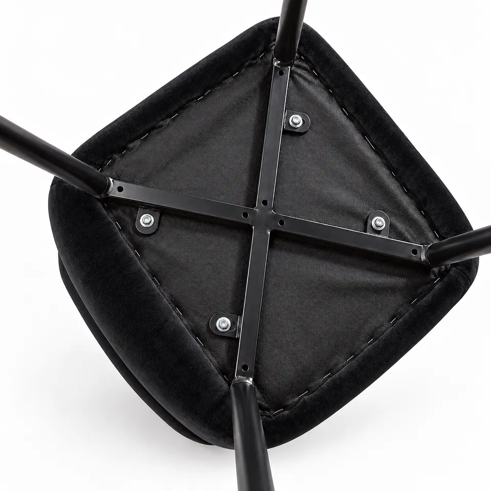 Silla Capitoné Rama Basic Negro Velvet Patas Negras - Comedor Living Recepción 3