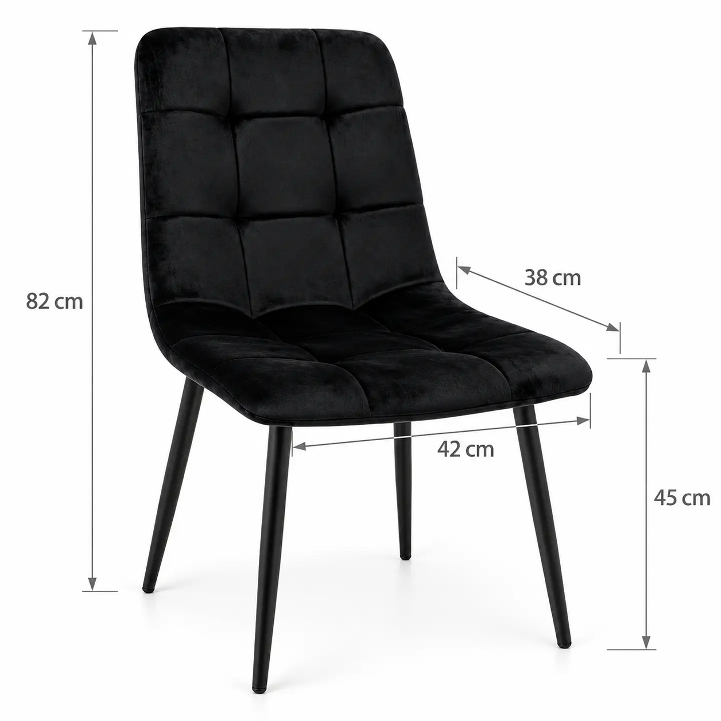 Silla Capitoné Rama Basic Negro Velvet Patas Negras - Comedor Living Recepción 5