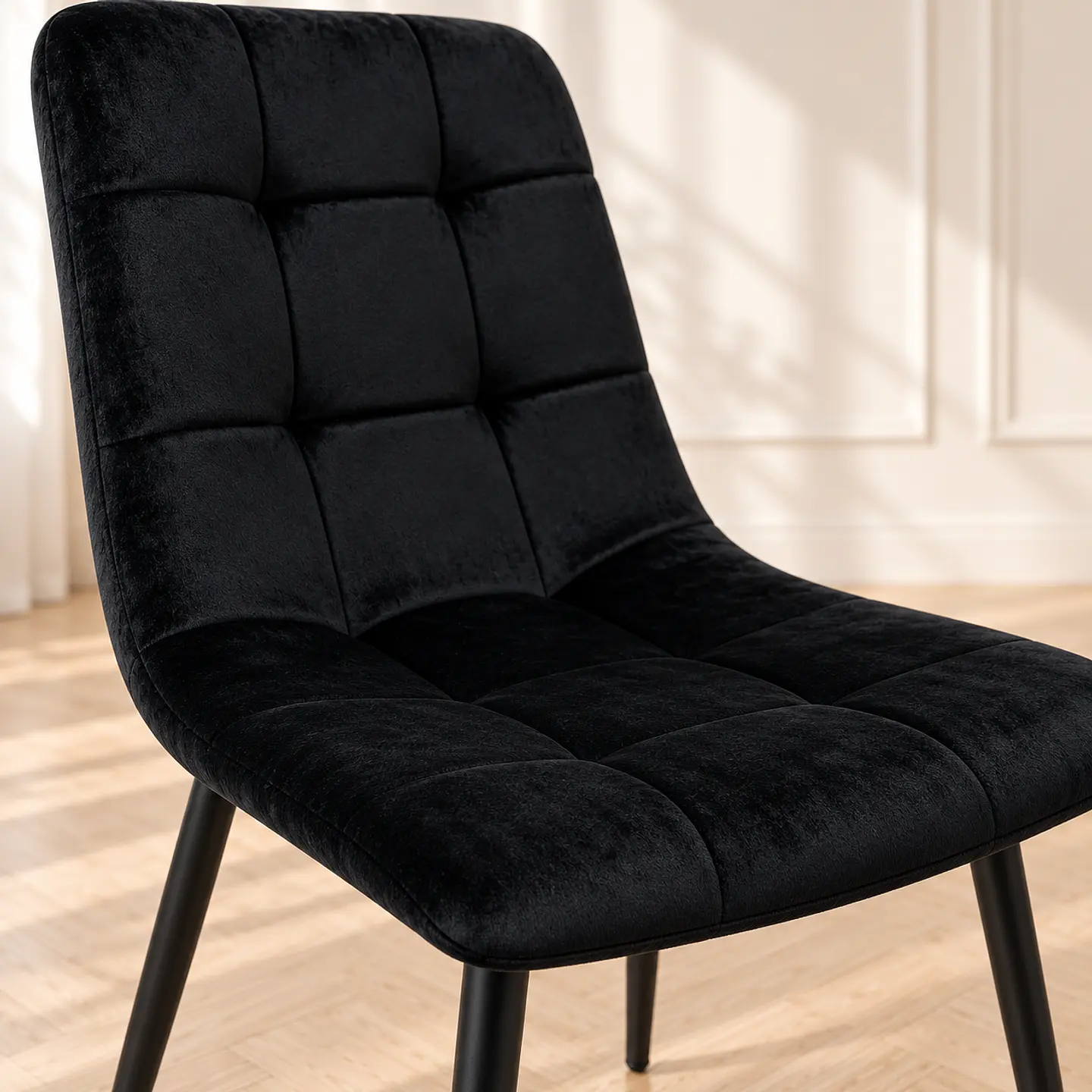 Silla Capitoné Rama Basic Negro Velvet Patas Negras - Comedor Living Recepción 6