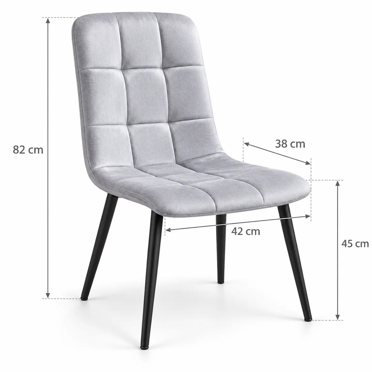 Silla Capitoné Rama Basic Gris Claro Velvet Patas Negras - Comedor Living Recepción 2