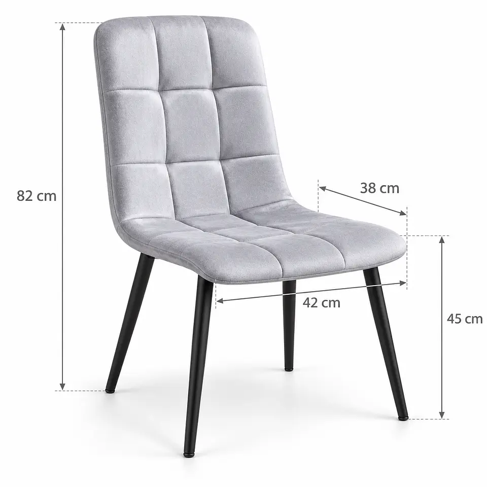 Silla Capitoné Rama Basic Gris Claro Velvet Patas Negras - Comedor Living Recepción 2