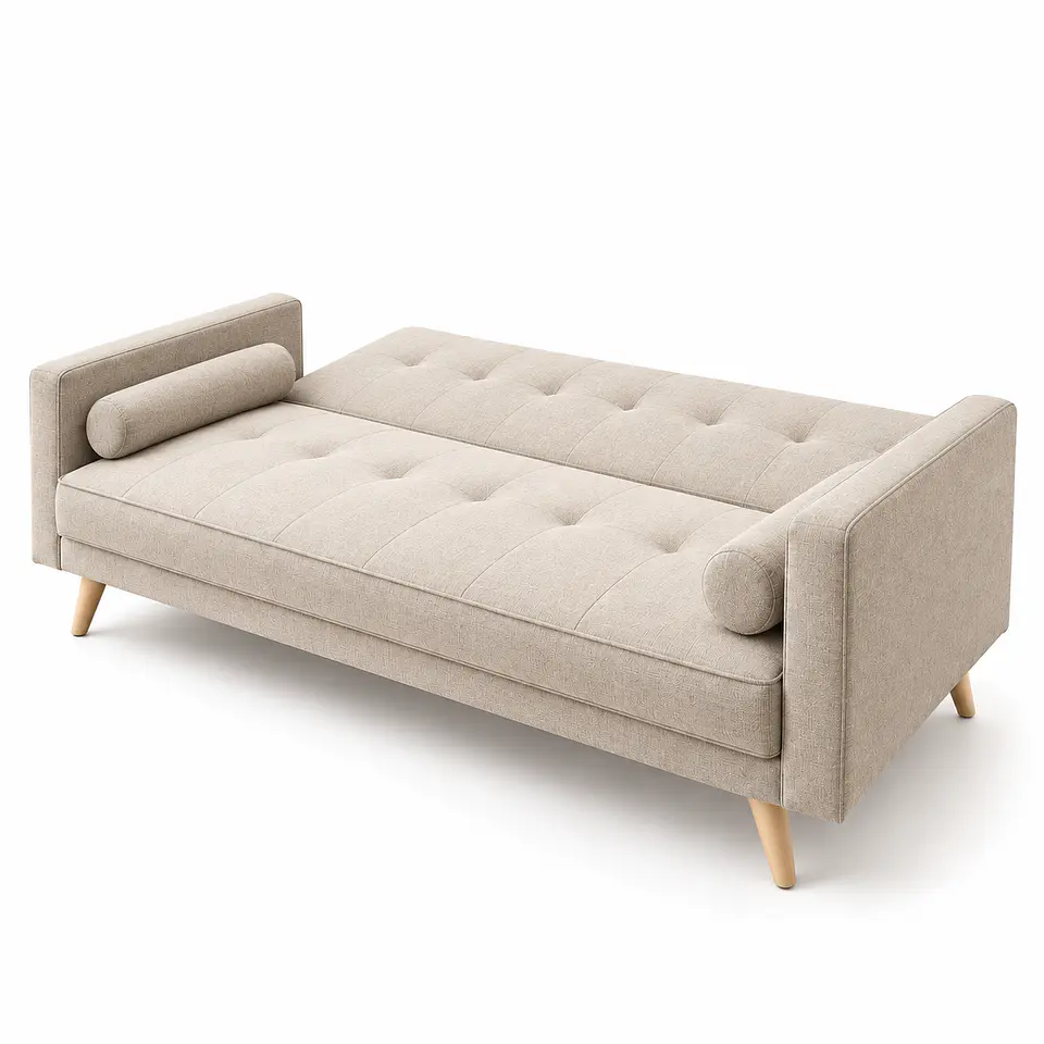 Sofá Cama Milán Capitoné Lino Beige Arena 183cm- Living Departamento Sala de Estar 2