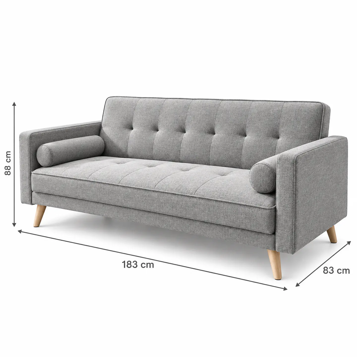 Sofá Cama Milán Capitoné Lino Gris- Living Departamento Sala de Estar 4
