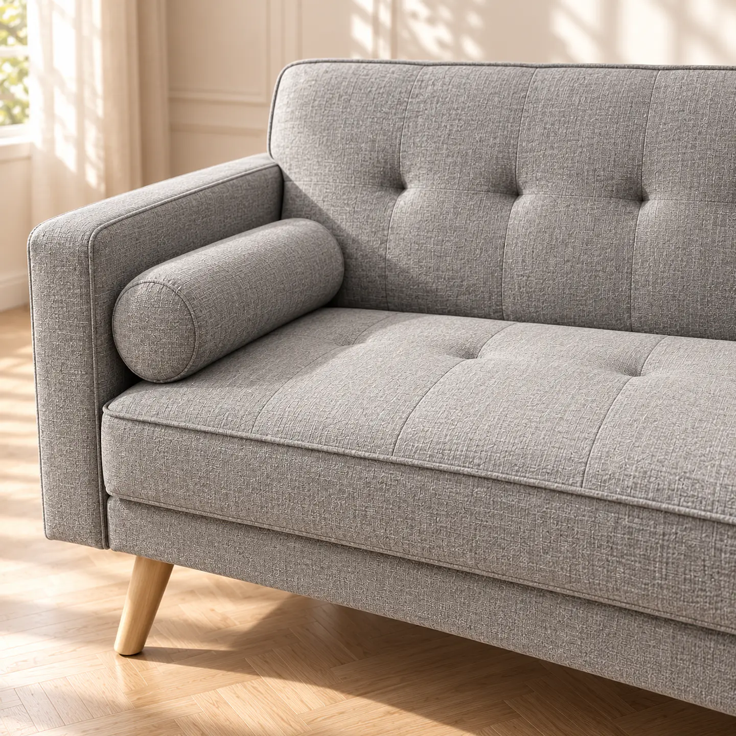 Sofá Cama Milán Capitoné Lino Gris- Living Departamento Sala de Estar 5