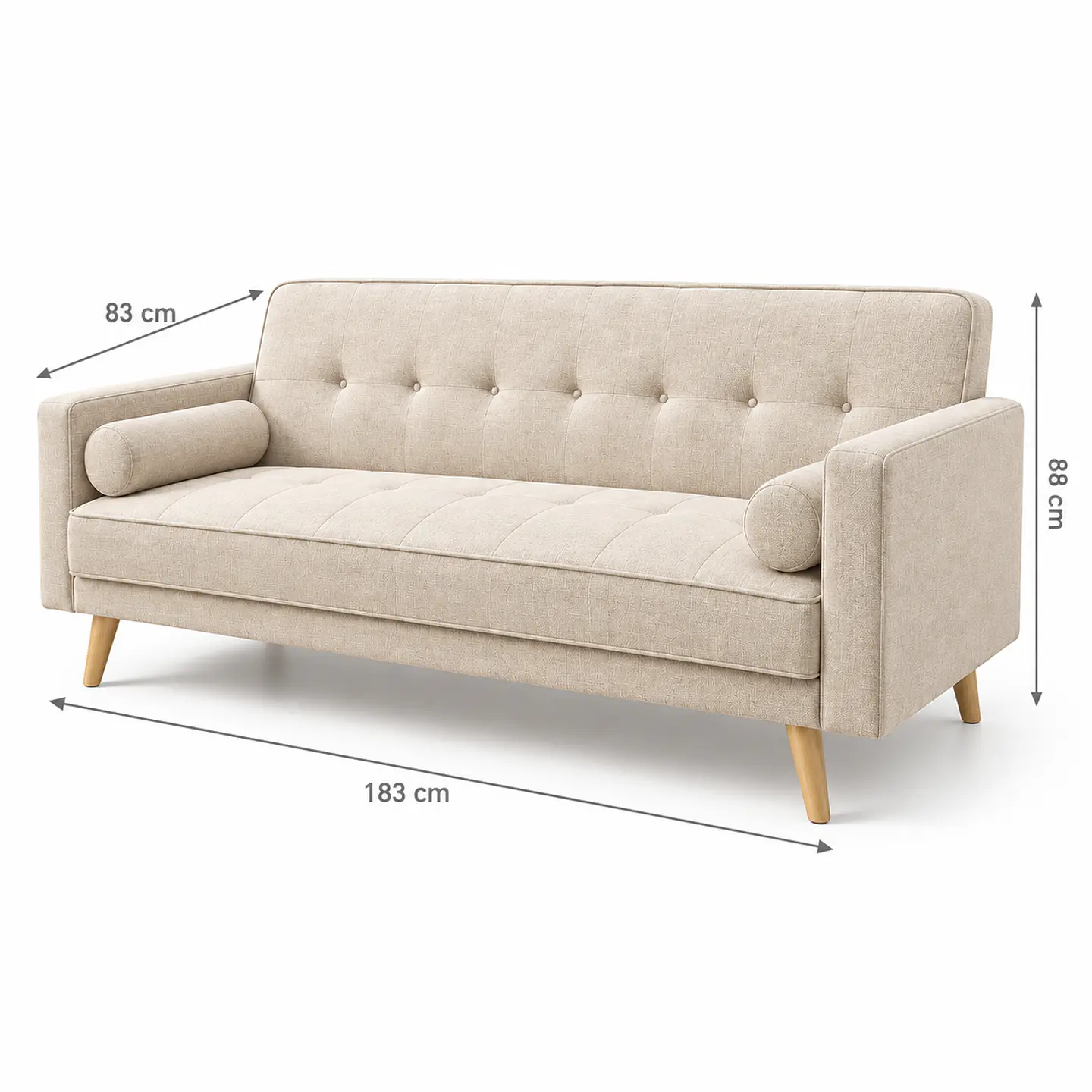 Sofá Cama Milán Capitoné Lino Beige- Living Departamento Sala de Estar 6