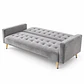 Sofá Cama Capitone Trento Velvet Gris Patas Gold - Living Departamento Sala de Estar - Miniatura 2