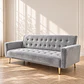 Sofá Cama Capitone Trento Velvet Gris Patas Gold - Living Departamento Sala de Estar - Miniatura 1