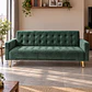 Sofá Cama Capitone Trento Velvet Verde Patas Gold - Living Departamento Sala de Estar - Miniatura 4