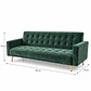 Sofá Cama Capitone Trento Velvet Verde Patas Gold - Living Departamento Sala de Estar - Miniatura 5