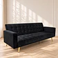 Sofá Cama Capitone Trento Velvet Negro Patas Gold - Living Departamento Sala de Estar - Miniatura 1