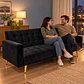 Sofá Cama Capitone Trento Velvet Negro Patas Gold - Living Departamento Sala de Estar - Miniatura 3