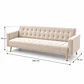 Sofá Cama Capitone Trento Velvet Beige Patas Gold - Living Departamento Sala de Estar - Miniatura 2