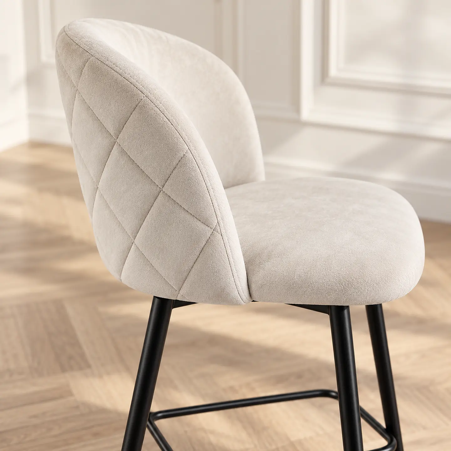 Taburete Luxury Velvet Blanco hueso- Cocina Barra Restaurante 4