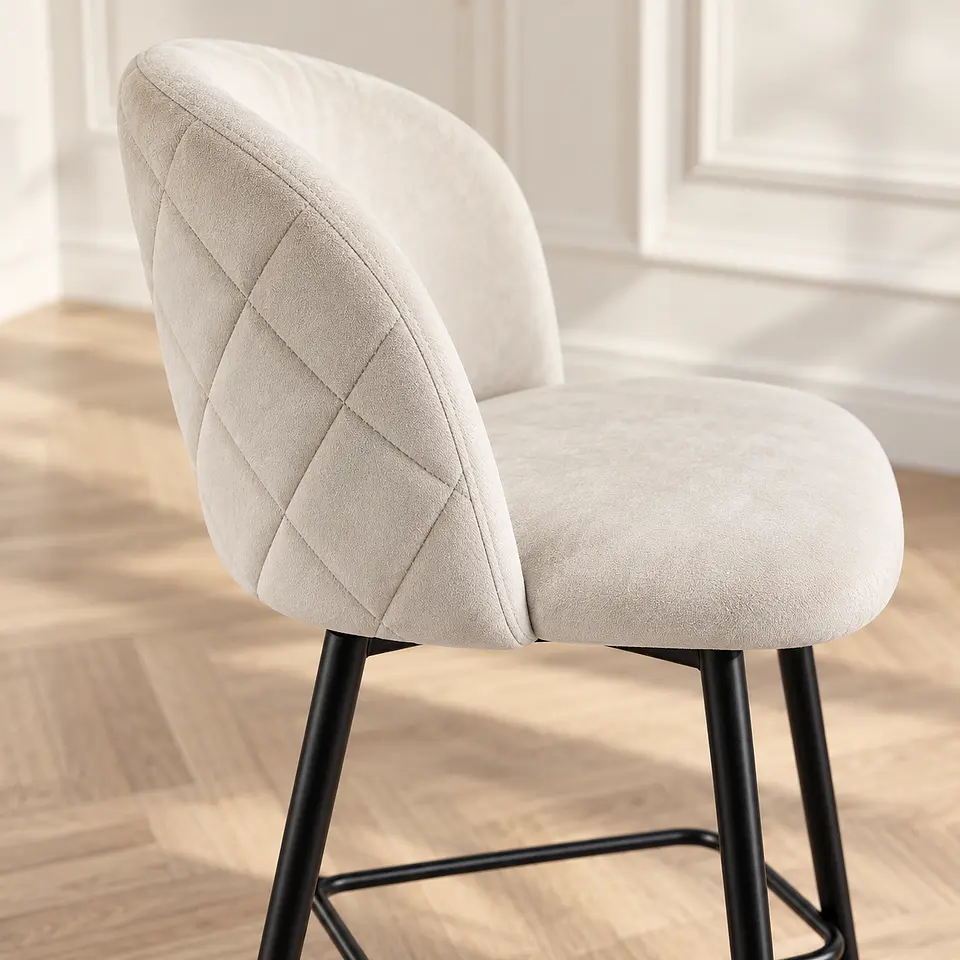 Taburete Luxury Velvet Blanco hueso- Cocina Barra Restaurante 4