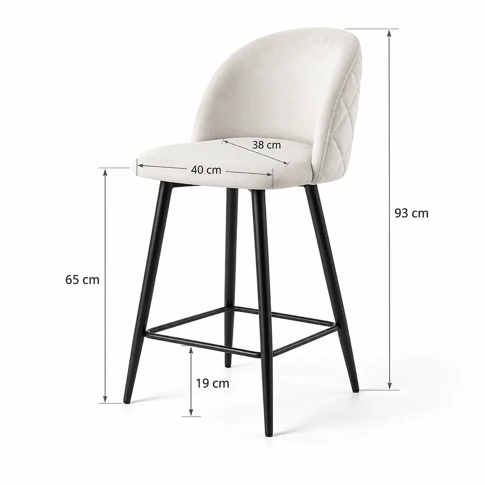 Pack 4 Taburete Luxury Velvet Blanco hueso- Cocina Barra Restaurante 3