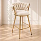 Taburete Queen beige Fijo Velvet Gold - Cocina Barra Cafetería - Miniatura 1