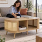 Mesa de Centro Siena MDF Ratán Madera Natural - Living Sala de Estar Departamento - Miniatura 2
