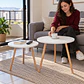 Mesa de Centro Dúo Economic Blanca MDF Madera Natural - Living Departamento Sala de Estar - Miniatura 2
