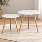 Mesa de Centro Dúo Economic Blanca MDF Madera Natural - Living Departamento Sala de Estar - Miniatura 4