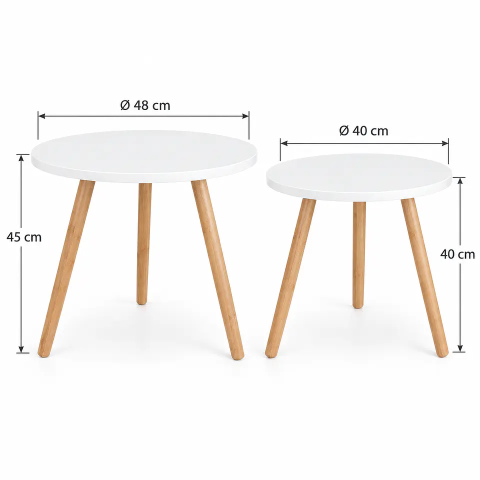 Mesa de Centro Dúo Economic Blanca MDF Madera Natural - Living Departamento Sala de Estar 3