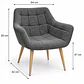 Sitial Butaca Arpillera Gris Wood-Living comedor recepcion - Miniatura 3