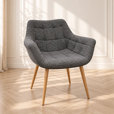 Sitial Butaca Arpillera Gris Wood-Living comedor recepcion