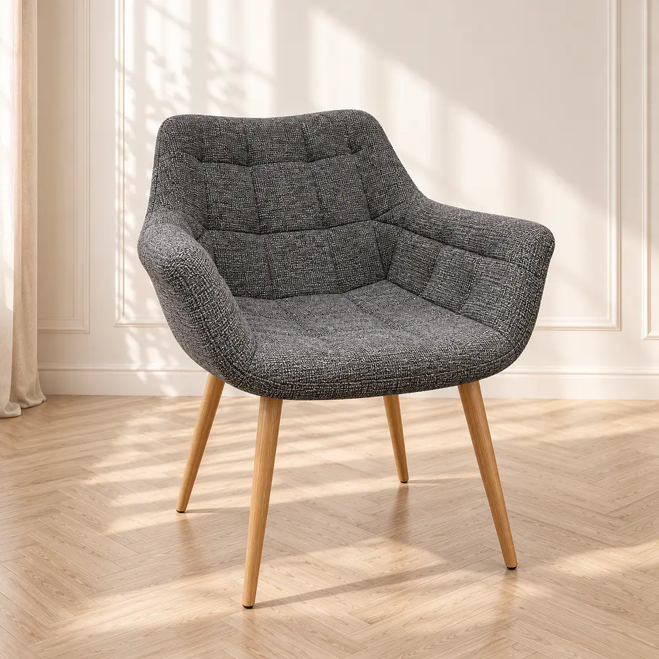 Sitial Butaca Arpillera Gris Wood-Living comedor recepcion 1