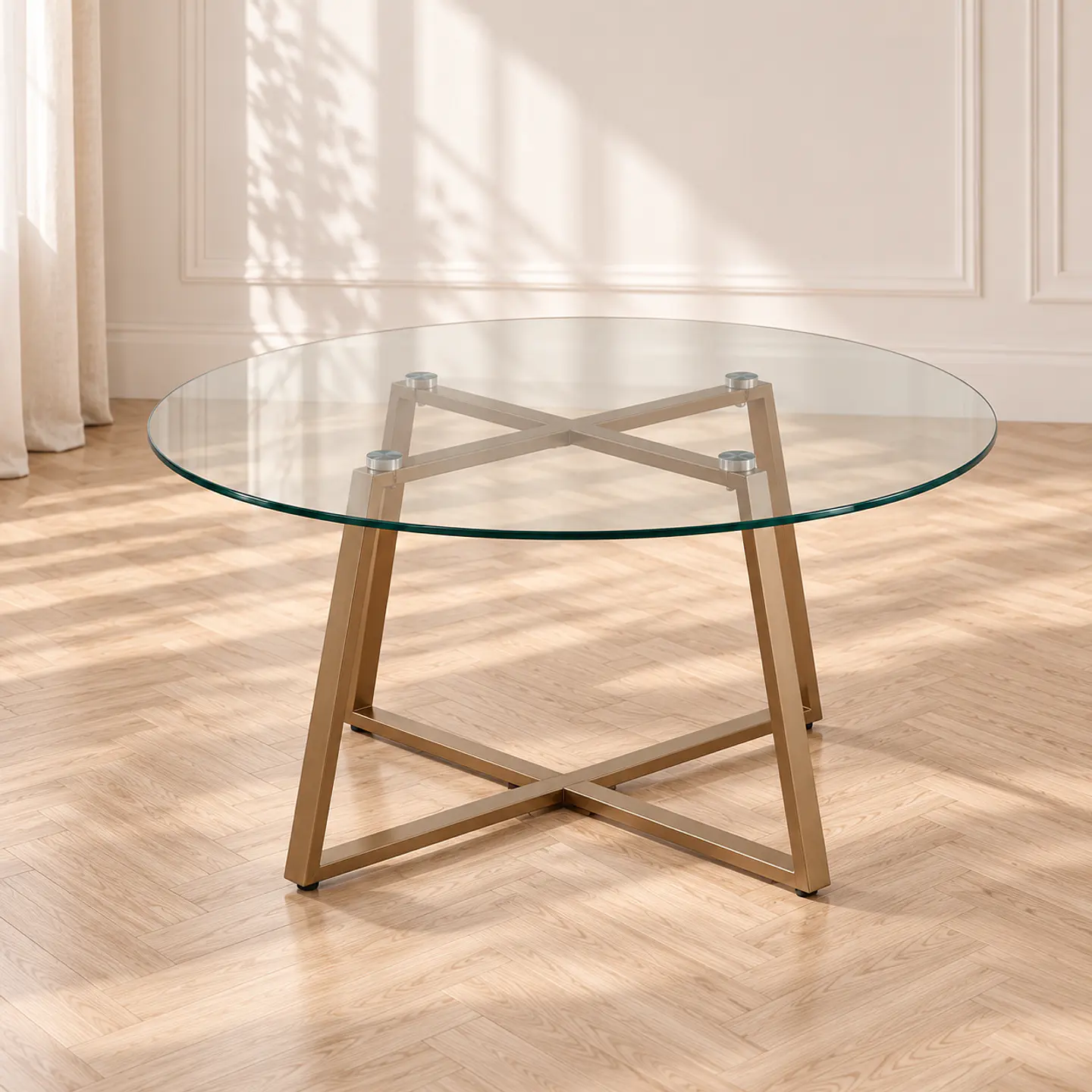 Mesa de Centro Reñaca Vidrio Metal 80 cm - Living Sala de Estar Departamento 1