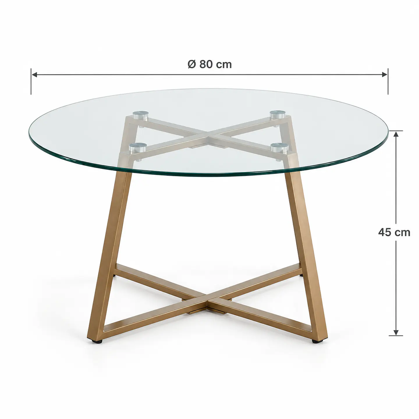Mesa de Centro Reñaca Vidrio Metal 80 cm - Living Sala de Estar Departamento 2