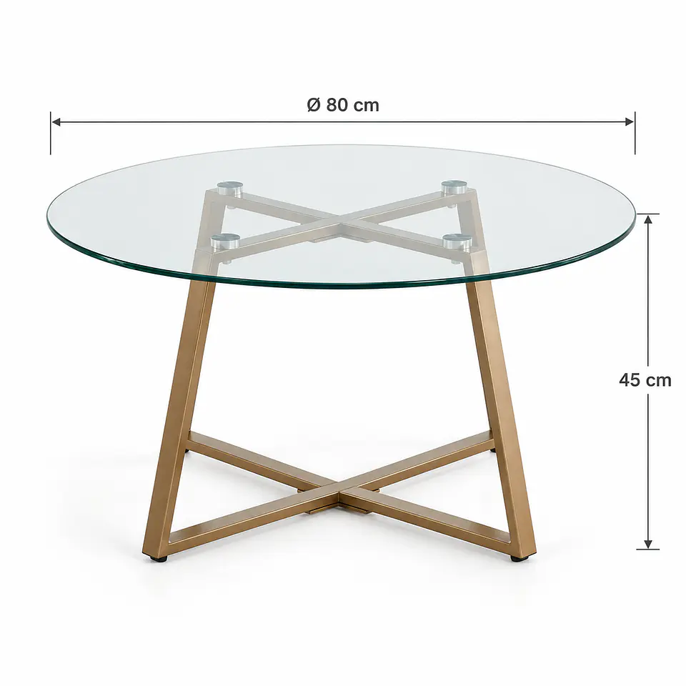 Mesa de Centro Reñaca Vidrio Metal 80 cm - Living Sala de Estar Departamento 2