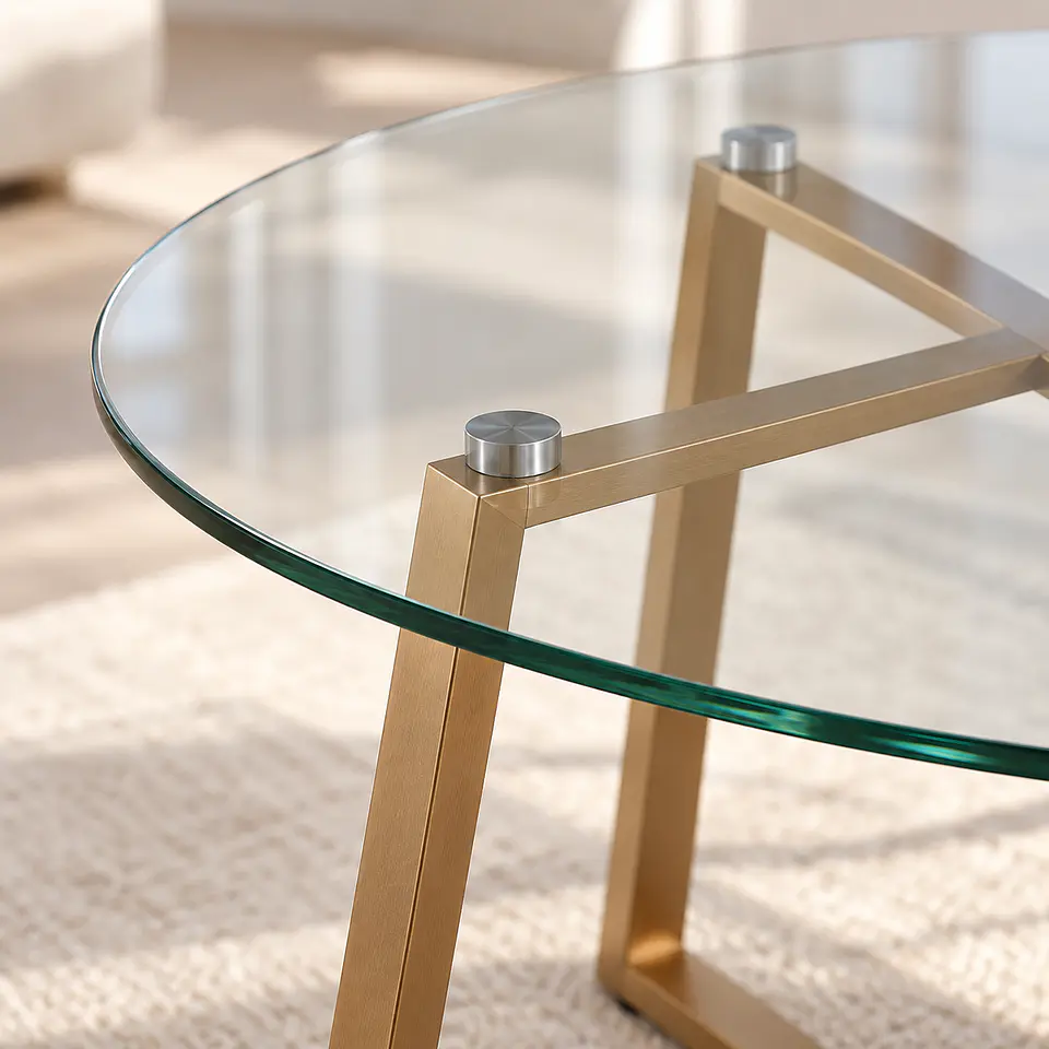 Mesa de Centro Reñaca Vidrio Metal 80 cm - Living Sala de Estar Departamento 3