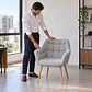 Sitial Butaca Arpillera Gris wood-Living comedor recepcion - Miniatura 3