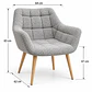 Sitial Butaca Arpillera Gris wood-Living comedor recepcion - Miniatura 4